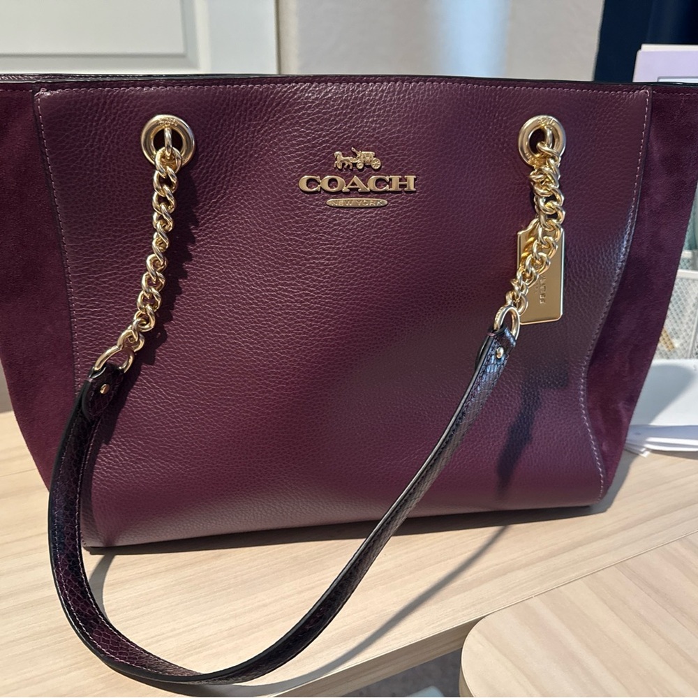 Elegant Coach purple  Leather Shoulder Bag